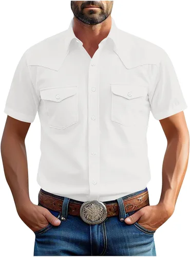Miniatura 17 de Men's Short Sleeve Button Down Shirts Cargo Shirt Fashion Casual Summer Beach Shirts Business Work Basic Tee Tops