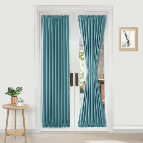Miniatura 70 de DWCN Cortinas para puerta francesa: cortina térmica con bolsillo para barra para puertas con ventana de vidrio, puertas de cocina y patio