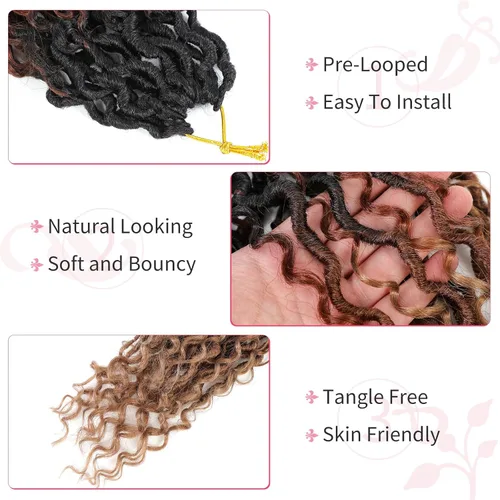 Miniatura 47 de Alicoco Goddess Locs Cabello de Ganchillo 12 Pulgadas 8 Paquetes Rastas Sintéticas de Ganchillo Para Mujeres Rastas Suaves Boho Pre-enrolladas River