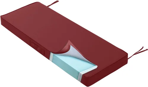 Cojín de banco para exteriores, de espuma viscoelástica, de 4 pulgadas, impermeable, para muebles de patio, porche, columpio con asa y correa