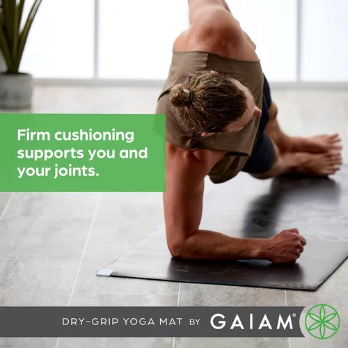 Miniatura 3 de Gaiam Dry-Grip - Esterilla de yoga de 5 mm de grosor antideslizante para ejercicios y fitness para yoga estándar o hot yoga, pilates