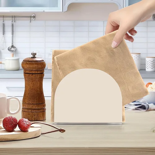 Miniatura 6 de Servilletero beige para mesa, dispensadores de servilletas de tejido acrílico, servilleteros de cóctel transparentes para encimeras, hotel