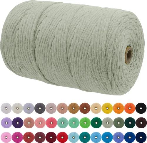 Miniatura 140 de JeogYong Cordón de macramé de un solo hilo 2mm x 164 yardas (492 pies) Cuerda de algodón suave, hilo de macramé 2 mm, suministros de macramé