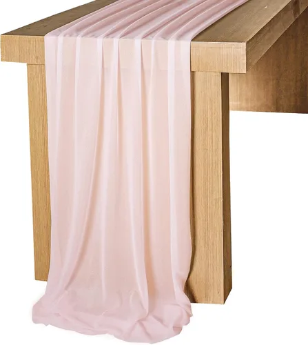 Miniatura 12 de Lookein Camino de mesa de gasa azul polvoriento de 10 pies, mantel transparente para boda, 29 x 120 pulgadas, decoración rústica de boda, camino