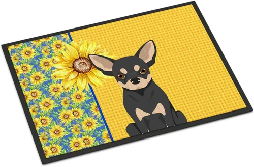 Miniatura 95 de Caroline's Treasures WDK5313MAT Airedale Terrier - Tapete para puerta delantera de 18 x 27 pulgadas, diseño de girasoles de verano, para entrada