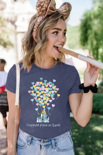 Miniatura 3 de Camisas mágicas para mujer, camisa Magic Kingdom, camiseta de manga corta con el lugar más feliz de la tierra, camiseta de vacaciones familiares