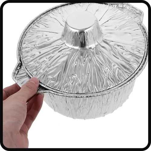 Miniatura 8 de Macetas desechables de aluminio con tapas, 12 unidades, 135.3 fl oz, plateadas, sin recubrimiento, aptas para horno y estufa, incluye tapas
