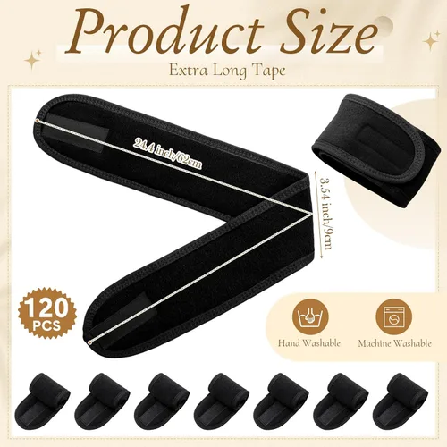 Miniatura 2 de Tigeen 80 diademas faciales de spa ajustables a granel, para mujeres, niñas, adultos, cuidado de la piel, maquillaje, ducha, lavado de cara (negro)