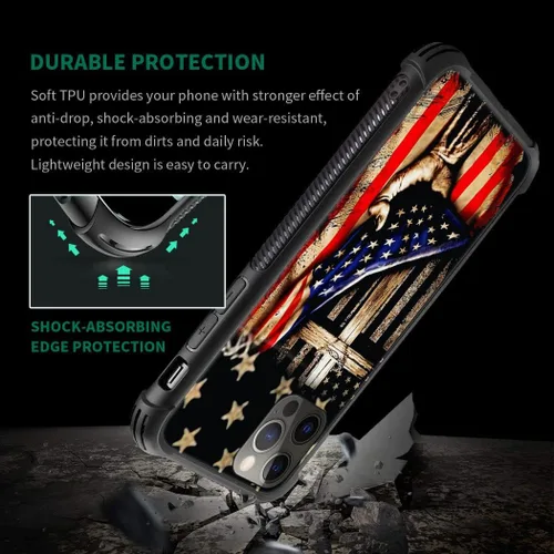 Miniatura 4 de DAIZAG Compatible con iPhone 13 Funda, Protección Total a Prueba de Golpes Antiarañazos Cubierta de TPU, Fundas para Hombre Mujer-Cruz de Madera