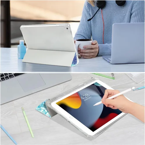 Miniatura 5 de Vimorco Funda para iPad de 5ª/6ª generación de 9.7 pulgadas 2017/2018, para iPad Air 1/2 2013/2014, soporte para lápiz, 2 soportes de visión