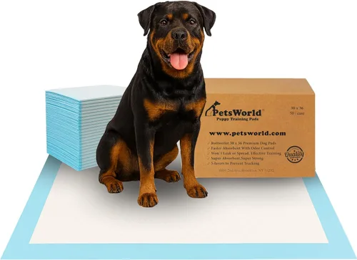 PETSWORLD Almohadillas extragrandes para orinal para perros, eliminadoras de olores de 30 x 36 pulgadas, 50 almohadillas para orina para mascotas,