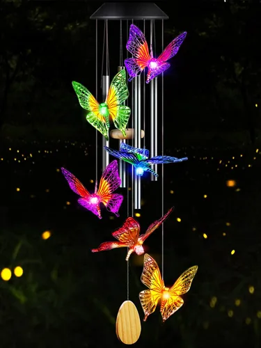 Miniatura 9 de DesGully - Campanillas de viento de colibrí, cambian para exteriores, 25 tubos de aluminio, para decoración de jardín, patio, monumento, regalos