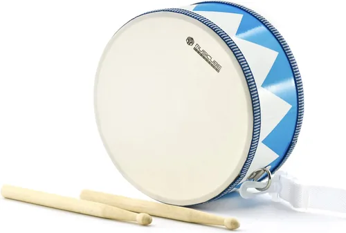 Juego de batería para niños, juguetes de tambor de madera de 8 pulgadas con una correa ajustable y 2 baquetas, juguetes musicales educativos para