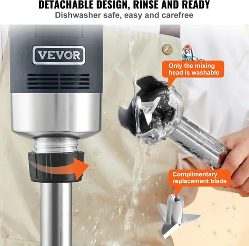 Miniatura 3 de VEVOR Batidora de Inmersión Comercial, 750W 16" Mezclador de Mano de Servicio Pesado, Mezclador de Barra de Cocina de Velocidad Variable