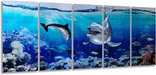 Miniatura 15 de SYGALLERIER Arte de pared abstracto de metal costero, hecho a mano, gran 3D, azul y plateado, ilustraciones modernas de olas de mar, escultura