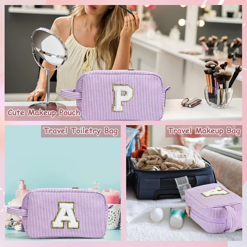 Miniatura 6 de YOOLIFE Regalos para niñas adolescentes – Bolsa de maquillaje con inicial personalizada, regalos de cumpleaños para mujeres, hermana, amiga, hija