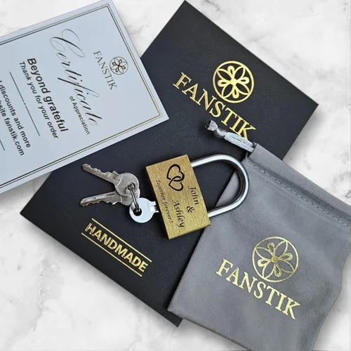 Miniatura 4 de FANSTIK Candado personalizado grabado (Hecho en EE. UU.) Aniversario, Candado de amor para puente, Boda, Candado personalizado grabado para tu amor
