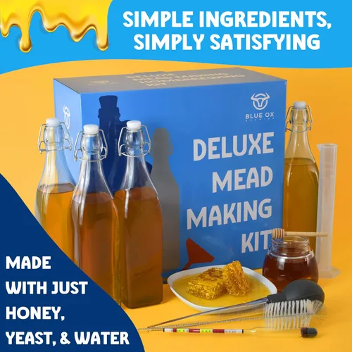Miniatura 6 de DELUXE - Kit de fabricación de hidromiel con botellas de almacenamiento, hidrómetro y nutrientes adicionales de levadura, kit de elaboración de vino