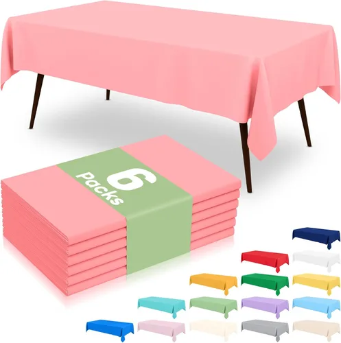 Miniatura 45 de misaya 6 paquetes de manteles de plástico desechables, 54 x 72 pulgadas mantel rectangular impermeable, cubiertas de mesa decorativas a prueba