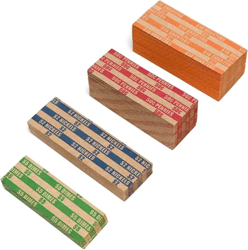 Miniatura 6 de ESSENTIAL 100 piezas surtidas de envoltorios planos de monedas, envoltorios de rollos de monedas para cuartos, diez centavos, cinco centavos y un
