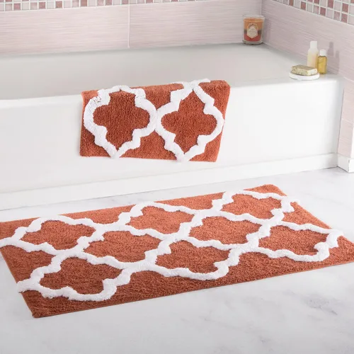 Miniatura 10 de Set de alfombrillas de baño enrejadas de Lavish Home, 2 piezas. Hueso