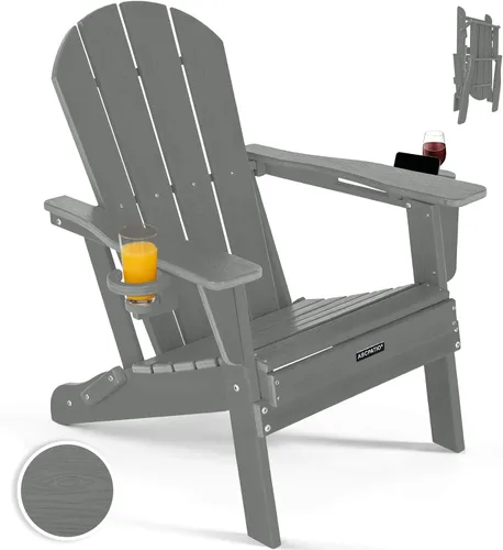 Miniatura 17 de Sillas Adirondack plegables – Silla Adirondack de plástico con soporte para tazas, sillas para exteriores resistentes a la intemperie