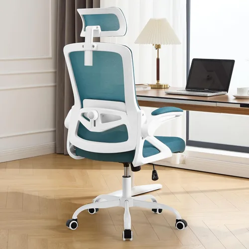 Miniatura 13 de Fizzin Silla de oficina, silla de oficina ergonómica con reposacabezas ajustable, silla de computadora de soporte lumbar, silla de escritorio de 400