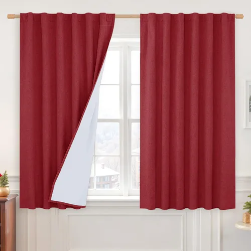 Miniatura 103 de LAMIT Cortinas de lino natural 100 % opacas para ventana, para dormitorio, 45 pulgadas, cortinas térmicas con textura de lino estilo granja