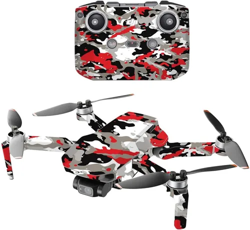 MightySkins Compatible con DJI Mini 2 Dron portátil – Camuflaje rojo | Funda protectora de vinilo duradera y única | Fácil de aplicar, quitar y