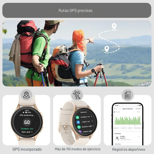 Miniatura 2 de Reloj inteligente, Alexa incorporado, GPS, VO2 Max, HRV, oxígeno en sangre, monitoreo del sueño, salud de la mujer, recordatorios personalizados