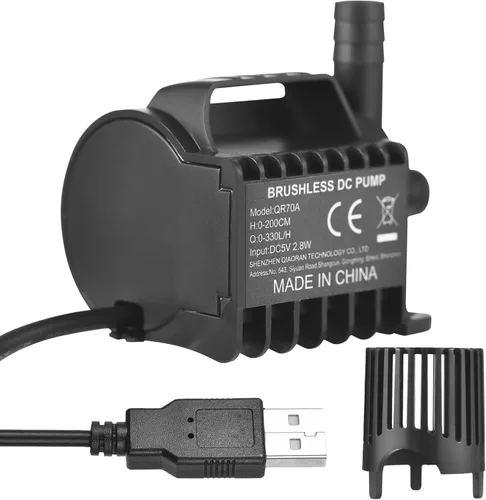 Miniatura 8 de Bomba de agua eléctrica pequeña, bomba sumergible de potencia silenciosa y fuerte con USB para acuario, peces, fuente de estanque de jardín, Qr75a