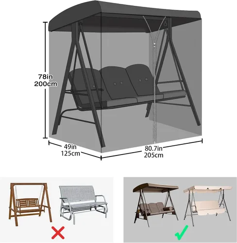 Miniatura 2 de Mosquitera para patio, pantalla de malla de poliéster con apertura de cremallera y techo impermeable, cortina de red rectangular