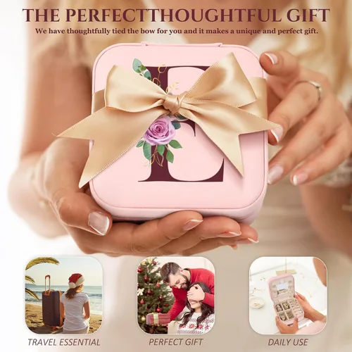 Miniatura 7 de Joyero pequeño con inicial, estuche organizador de joyas de viaje, estuche de joyería pequeño personalizado, estuche organizador de joyas, caja