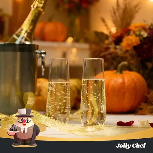 Miniatura 7 de JOLLY CHEF Paquete de 48 copas de champán de plástico sin tallo de 9 onzas, vasos de plástico transparente sin tallo, vasos desechables irrompibles