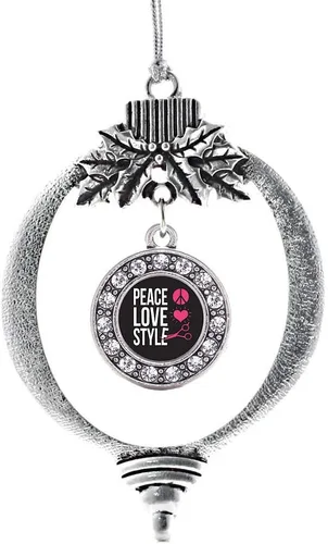 Miniatura 247 de Inspired Silver - Twin One - Adorno festivo de Navidad de plata - Adorno festivo de árbol de Navidad con dije de círculo y circonita cúbica