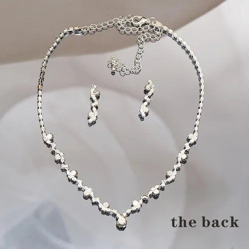 Miniatura 5 de Tatibana Crystal Wedding Jewelry Set, Silver Necklace Earrings Bracelet Crystal Bridal Wedding Jewelry Sets for Brides Bridesmaid Prom Costume