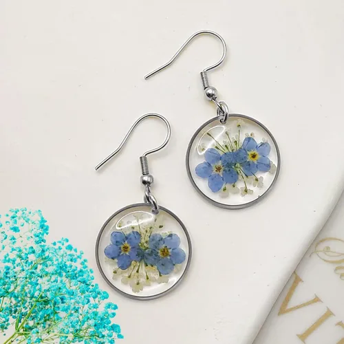 Miniatura 9 de Pendientes de flores prensadas hechos a mano para mujer