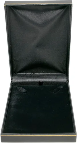 Miniatura 2 de Joyero Caja de regalo de collar negro de la colección Carter, ultra felpa, borde dorado, incluye embalador, 4.4 x 6.25 x 1.4 pulgadas