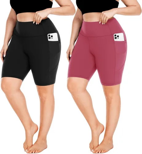 FULLSOFT Pantalones cortos de motociclista de talla grande para mujer, cintura alta, talla XL, 4X, control de abdomen, pantalones cortos con