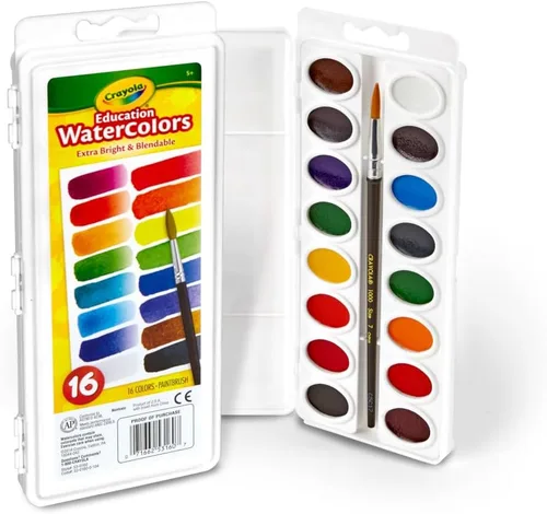 Miniatura 2 de Crayola Juego de pintura de acuarela (16 unidades), suministros escolares, pintura lavable para niños, 1 brocha, artes y manualidades