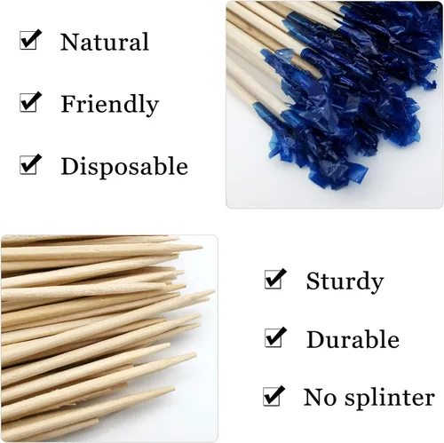 Miniatura 7 de BLUE TOP Palillos de dientes de madera con volantes de 4 pulgadas, paquete de 1000 palillos de dientes decorativos de madera, palillos de dientes