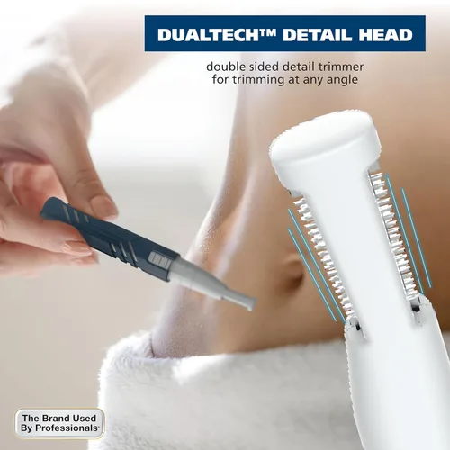 Miniatura 4 de Wahl DualTech® - Recortadora de cejas de doble cara con batería de litio para depilación facial para mujer, con agarre de goma, modelo 3026636