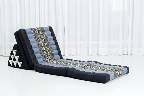 Miniatura 6 de Leewadee Cómodo colchón japonés de suelo, cama tailandesa con cojín triangular, colchón futón, tapete de masaje tailandés extra largo, 89 x 20 azul