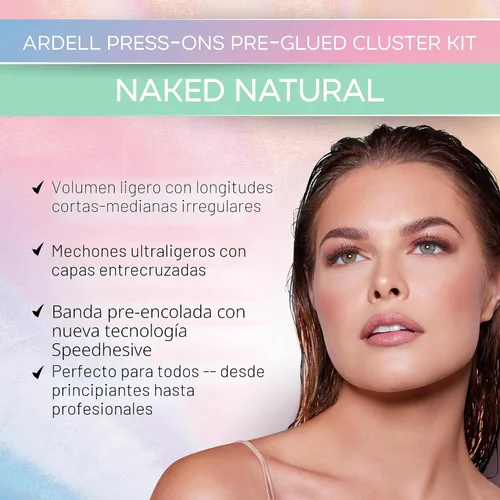Miniatura 2 de Ardell Naked Press On Lashes - Extensiones de pestañas pre-pegadas en racimo, autoadhesivas, volumen suave natural, sin necesidad de pegamento, 1