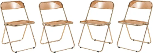 Miniatura 16 de LeisureMod Juego de 2 sillas plegables modernas de acrílico transparente Silla de escritorio con marco de metal dorado Cómoda silla decorativa