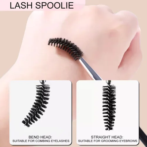 Miniatura 3 de KINGMAS Brocha angular de doble punta para cejas y carrete y cepillo de maquillaje de base