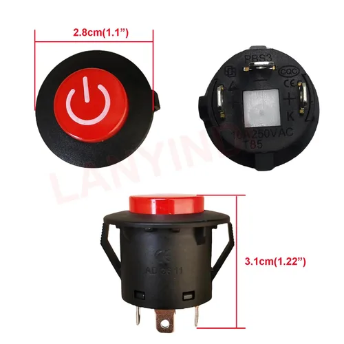 Miniatura 3 de 2 piezas de repuesto para interruptor de botón de encendido, piezas de repuesto para niños, juguete de juguete, ruedas eléctricas, pieza de repuesto