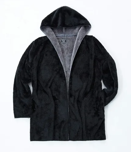 Miniatura 9 de Manta con capucha en forro polar grueso con bolsillo, color negro, tamaño grande, para mujeres y hombres, cálida y acogedora