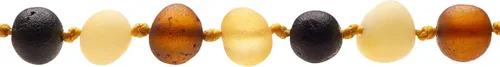 Miniatura 2 de Collar de ámbar auténtico del mar Báltico, hecho con mezcla sin pulir, 13.4 in (13,4 pulgadas), Ámbar báltico