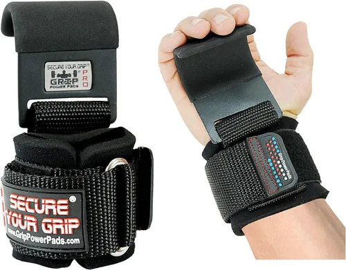 Ganchos de acero para levantamiento de pesas de alta resistencia, juego de 2 guantes de entrenamiento acolchados de alta calidad